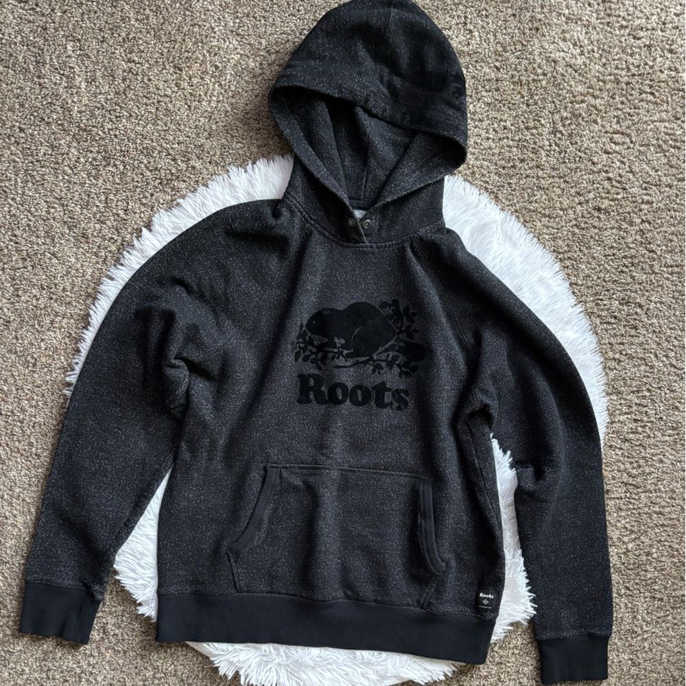 Roots‎ Hoodie Sweatshirt Black Mens Size XL